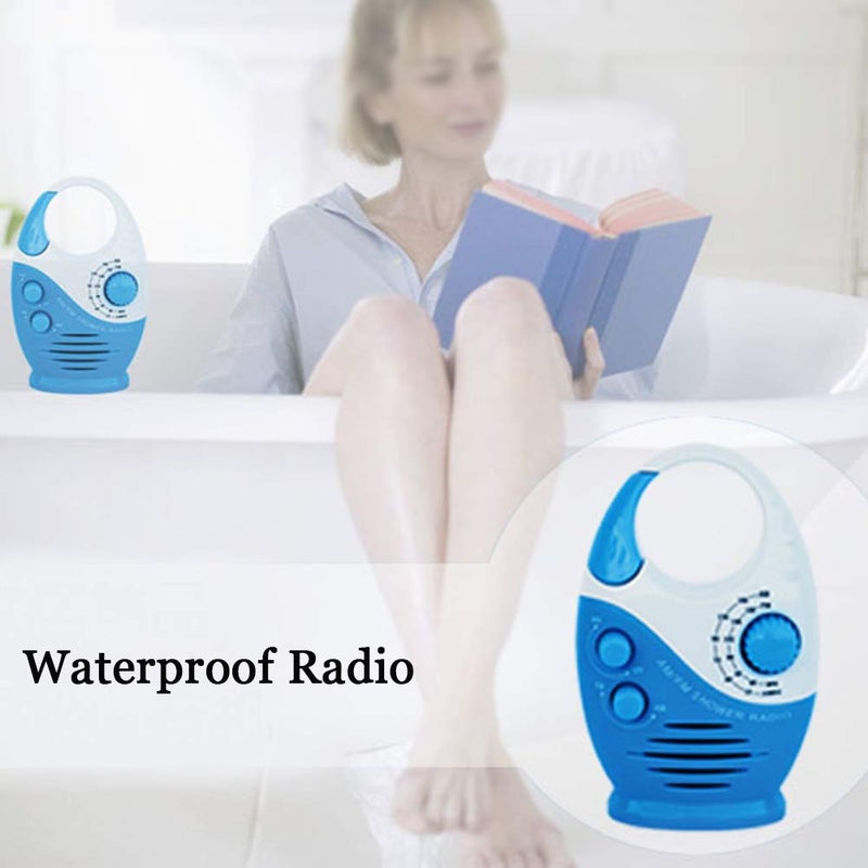 Erthree Shower Radio, Bathroom Radio AM FM, Waterproof Hanging Shower Radio Adjustable Volume Blue - Image 4